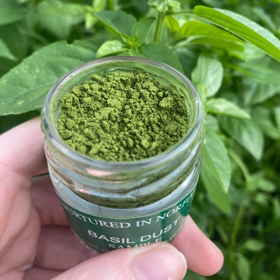 basil bunched herbs dusting powder
