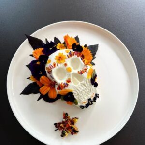 Halloween Goats Cheese Board with Edible Flowers