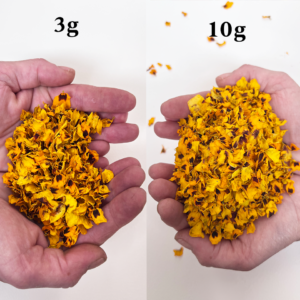 3g vs 10g packets of dried edible flowers