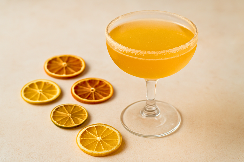 Dried citrus slices with cocktail glass